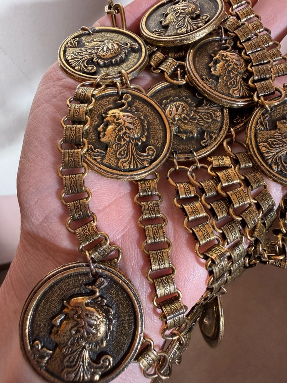 Vintage Victorian antique Gold Greek God Queen Hera Festoon chain belt - Picture 16 of 17